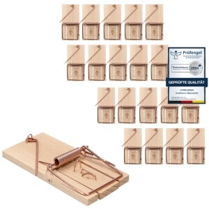 VonBueren 20 x Mausefalle Schlagfalle | Mausefallen aus Holz | Mouse Trap | Made in Germany