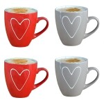 4er Set Tassen Herz  | Kaffeebecher  mit Herzmotiv | 350ml | Kaffeetasse Keramik