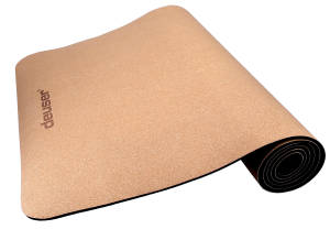 Deuser Yoga Matte Kork mit Trageband, 183x61x0,6cm, kork/grau