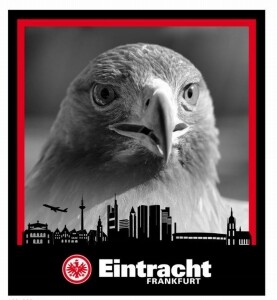 Eintracht Frankfurt Fleecedecke Adler über Skyline 150x200 cm