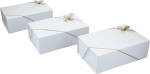 Geschenkbox mit Magnetverschluss, Geschenkschleife 3er Set 21 x 14 x 7,5 cm weiß