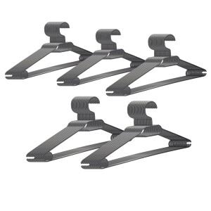 VonBueren 50 x Kleiderbügel grau Kunststoff | Made in EU | ca. 40,5 x 21 cm | stabil, leicht und platzsparend aus Plastik | Hangers Clothes