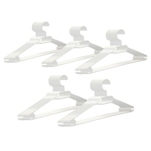 VonBueren 50 x Kleiderbügel weiß Kunststoff | Made in EU | ca. 40,5 x 21 cm | stabil, leicht und platzsparend aus Plastik | Hangers Clothes