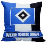 HSV Kissen "Nur der HSV" 38x38cm, schwarz-weiß-blau