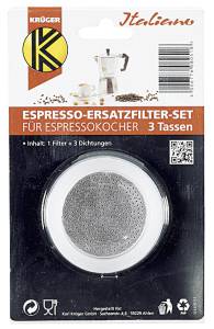 Krüger 1 Filter und 3 Ringe für Espressokocher (3)
