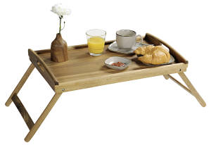 Kesper Serviertablett 55x35x24 mit Füßen Akazienholz | Holz