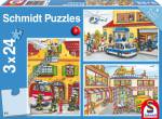Puzzle Feuerwehr und Polizei; 3x24 Teile