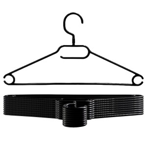 VonBueren 10 x Kleiderbügel schwarz Kunststoff | 100% recyceltes Material | Made in EU | je Bügel ca. 40,5 x 21 cm | Kleiderbügel platzsparend aus Plastik | Hangers Clothes