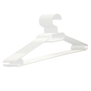 VonBueren 10 x Kleiderbügel weiß Kunststoff | Made in EU | ca. 40,5 x 21 cm | stabil, leicht und platzsparend aus Plastik | Hangers Clothes
