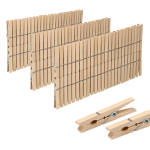 VonBueren 300 x Wäscheklammern Holz groß | 7,2 cm | Holzwäscheklammern
