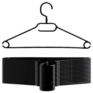 VonBueren 20x Kleiderbügel schwarz Plastik | mit 360  Drehhaken | platzsparend | 100% Recyclingkunststoff | hergestellt in der EU | ca. 40,5 x 21 cm