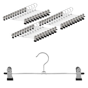 VonBueren 30 x Hosenbügel/Rockbügel mit Klammern | 30 cm platzsparend | Kleiderbügel für Hosen und Röcke | Klemmbügel aus Metall