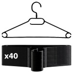VonBueren 40x Kleiderbügel schwarz Plastik | mit 360 Drehhaken | platzsparend | 100% Recyclingkunststoff | hergestellt in der EU | ca. 40,5 x 21 cm