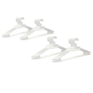 VonBueren 40x Kleiderbügel weiß Plastik | mit Drehhaken | platzsparend | 100% Recyclingkunststoff | hergestellt in der EU | ca. 40,5 x 21 cm