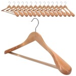 VonBueren 15 x Kleiderbügel Holz | 45 x 22,5 cm breit je Bügel/Holzbügel | stabile Holzkleiderbügel | Anzugbügel, Hose, Hemden