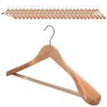 VonBueren 25 x Kleiderbügel Holz | 45 x 22,5 cm breit je Bügel/Holzbügel | stabile Holzkleiderbügel | Anzugbügel, Hose, Hemden