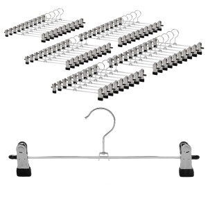 VonBueren 50 x Hosenbügel/Rockbügel mit Klammern | 30 cm platzsparend | Kleiderbügel für Hosen und Röcke | Klemmbügel aus Metall