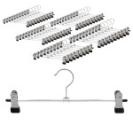 VonBueren 50 x Hosenbügel/Rockbügel mit Klammern | 30 cm platzsparend | Kleiderbügel für Hosen und Röcke | Klemmbügel aus Metall