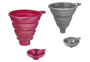 Westmark Trichter-Set, 2tlg.,  10 und 11 cm, Faltbar, Silikon, Grau/Rot, 21212270